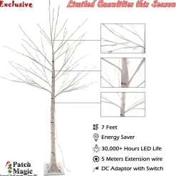 Cheap The Holiday Aisle Patch Magic Led 7' White Birch Artificial Christmas Tree With 160 Clear/White Lights