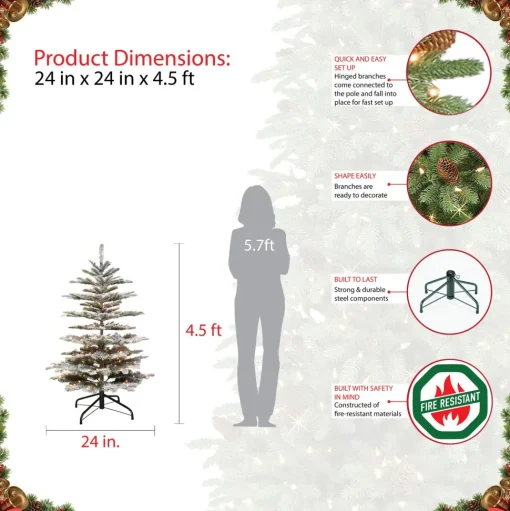 Cheap The Holiday Aisle Pre-Lit 5' 4" H Green Realistic Artificial Fir Flocked/Frosted Christmas Tree With 250 Lights