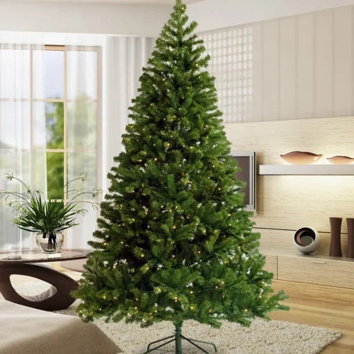 Sale The Holiday Aisle Pre-Lit 7.5' Green Pine Artificial Christmas Tree With 400 Colored & Clear Lights