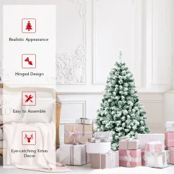 New The Holiday Aisle Pre-Lit 4.5' Green/White Pine Artificial Christmas Tree With 200 Clear/White Lights