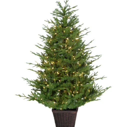 Clearance The Holiday Aisle Prelit Potted 4' Green Pine Artificial Christmas Tree With 200 Clear And White Lights