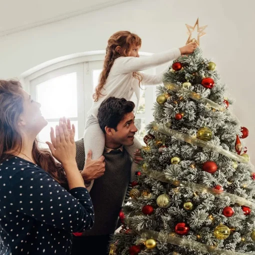 Best Sale AMERZEST Realistic Fir Flocked Christmas Tree With 550 Led Lights