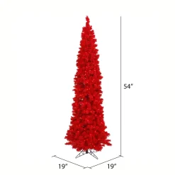 Cheap Hashtag Home Red Fir Artificial Christmas Tree With Led Red Lights