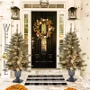 Hot The Holiday Aisle Set Of 2 4Ft Pre-Lit Led Artificial Flocked Pine Christmas Tree With Pine Cones And Urn Pot