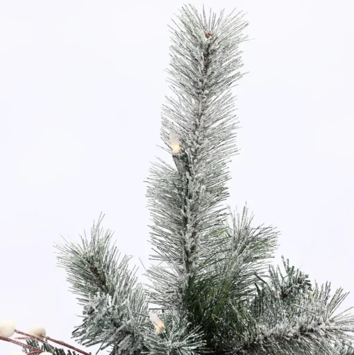 Hot The Holiday Aisle Set Of 2 4Ft Pre-Lit Led Artificial Flocked Pine Christmas Tree With Pine Cones And Urn Pot