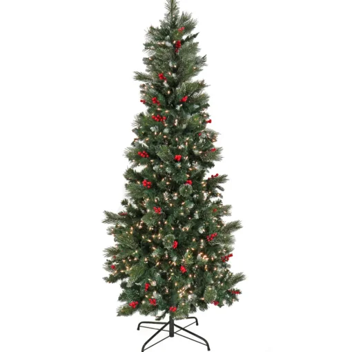 Online The Holiday Aisle Slender Green Fir Christmas Tree With Incandescent Lights And Pinecones