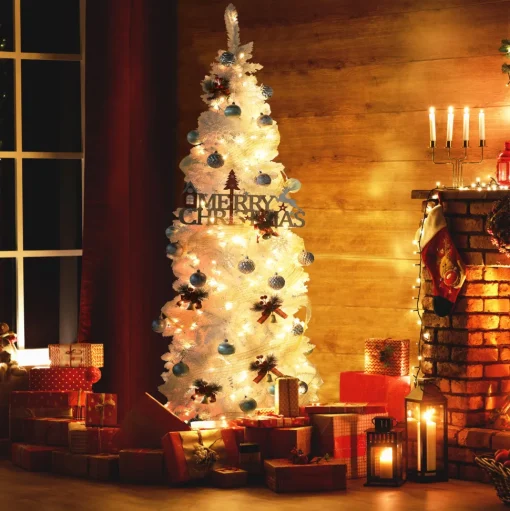 Store The Holiday Aisle Slender White Fir Cashmere Christmas Tree With Lights