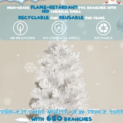 Store The Holiday Aisle Slender White Fir Cashmere Christmas Tree With Lights