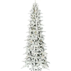 Clearance The Holiday Aisle Slim Flocked Christmas Tree With Metal Base, Mountain Pine Snowy Artificial Tree