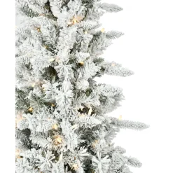 Clearance The Holiday Aisle Slim Flocked Christmas Tree With Metal Base, Mountain Pine Snowy Artificial Tree