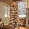 Outlet The Holiday Aisle Slim Flocked Fraser 9' Green/White Fir Artificial Christmas Tree With 800 Clear/White Lights