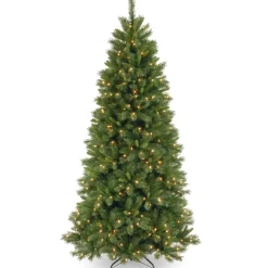 New The Holiday Aisle Slim Hinged 7.5' Green Pine Artificial Christmas Tree With 450 Colored & Clear Lights