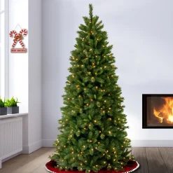 New The Holiday Aisle Slim Hinged 7.5' Green Pine Artificial Christmas Tree With 450 Colored & Clear Lights