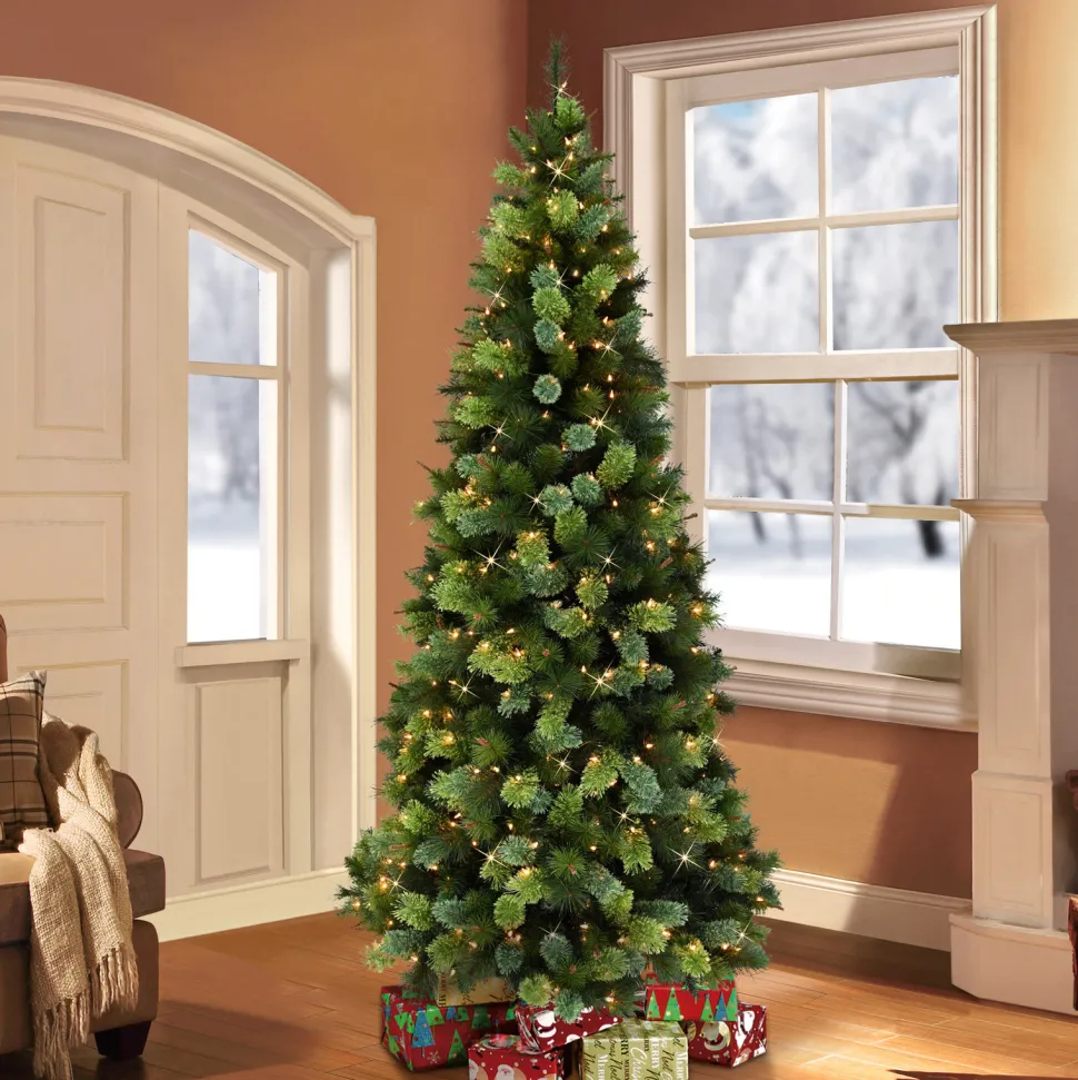 Flash Sale The Holiday Aisle Slim Portland Pine 7.5' Green Pine Artificial Christmas Tree With 450 Clear/White Lights