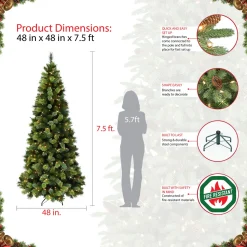 Flash Sale The Holiday Aisle Slim Portland Pine 7.5' Green Pine Artificial Christmas Tree With 450 Clear/White Lights