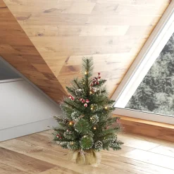Cheap Andover Mills Snow Tipped Pine And Berry 2' Artificial Christmas Tree With 35 Clear Lights