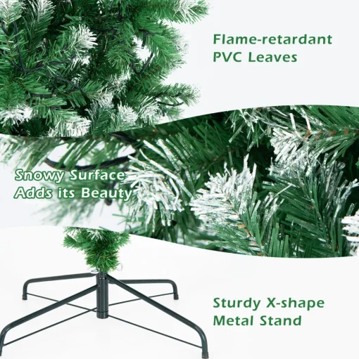 Outlet The Holiday Aisle Snowy 7.5 ' H Upside Down Green Realistic Artificial Pine Christmas Tree With 400 Led Lights