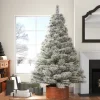 Cheap Three Posts Snowy 7.5' Frosted Green Pine Artificial Christmas Tree With 700 Clear/White Lights