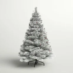 Cheap Three Posts Snowy 7.5' Frosted Green Pine Artificial Christmas Tree With 700 Clear/White Lights