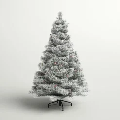 Cheap Three Posts Snowy 7.5' Frosted Green Pine Artificial Christmas Tree With 700 Clear/White Lights
