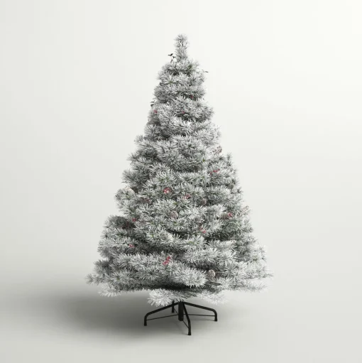 Cheap Three Posts Snowy 7.5' Frosted Green Pine Artificial Christmas Tree With 700 Clear/White Lights