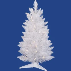 Best The Holiday Aisle Sparkle 2.5' White Spruce Artificial Christmas Tree With 50 Led Multi-Colored Lights With Stand