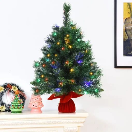 Best Sale The Holiday Aisle 26'' Green Pineartificial Christmas Tree With 35 Multi-Color Lights