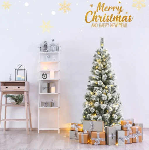 Online The Holiday Aisle ® 5Ft Pre-Lit Snow Flocked Christmas Pine Tree, Hinged Artificial Xmas Tree W/ 140 Remote-Controlled Multi-Color Led Lights