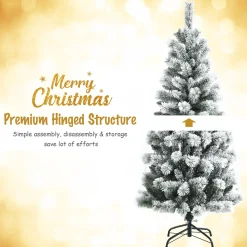 Online The Holiday Aisle ® 5Ft Pre-Lit Snow Flocked Christmas Pine Tree, Hinged Artificial Xmas Tree W/ 140 Remote-Controlled Multi-Color Led Lights