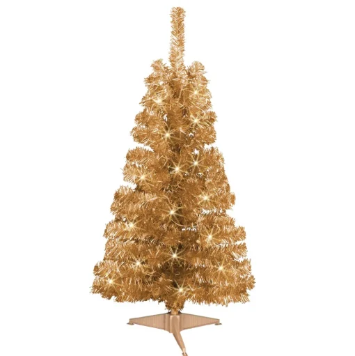 Fashion Jeco Inc. Tinsel 4' Champagne Pine Artificial Christmas Tree With 70 Clear/White Lights