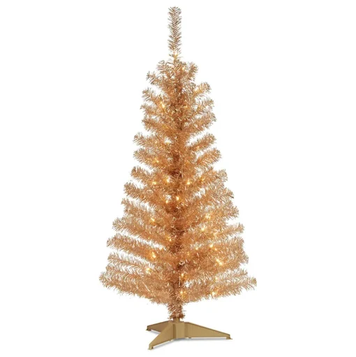 Sale The Holiday Aisle Tinsel Trees Champagne Pine Artificial Christmas Tree With 150 Clear/White Lights