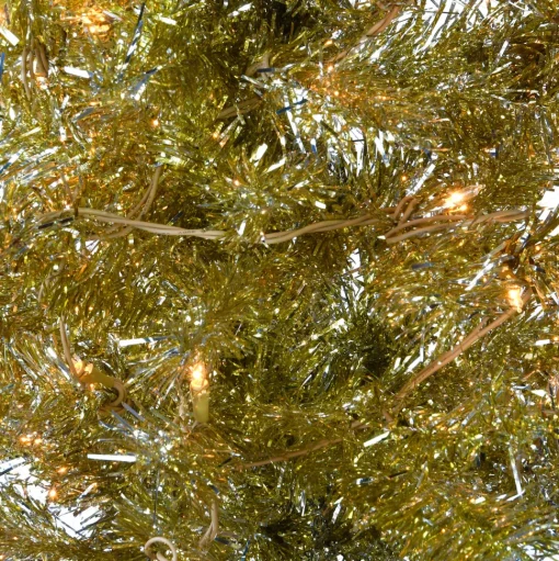 Sale The Holiday Aisle Tinsel Trees Champagne Pine Artificial Christmas Tree With 150 Clear/White Lights