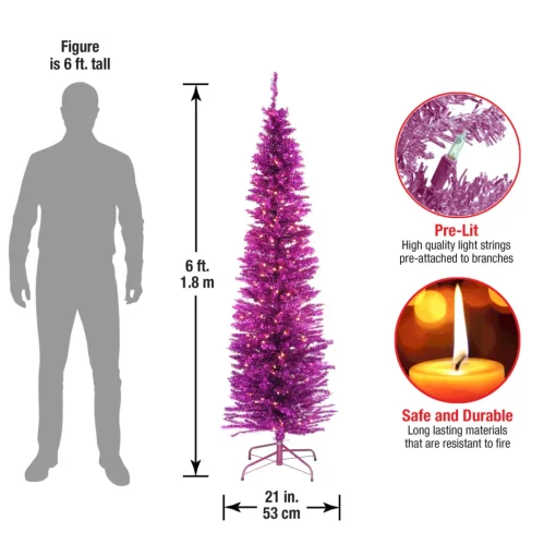 Best Sale The Holiday Aisle Tinsel Trees Lighted Artificial Pine Christmas Tree