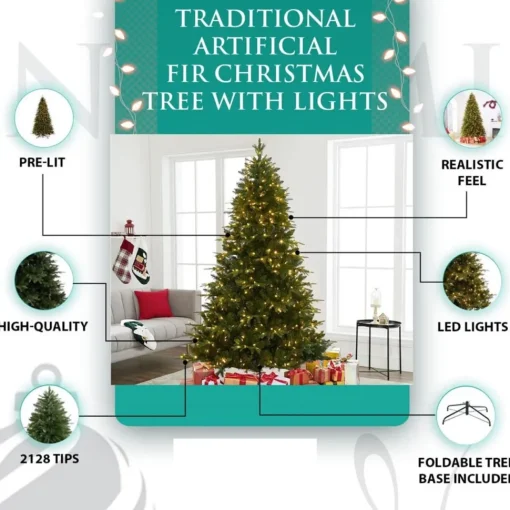 Clearance The Holiday Aisle Traditional Prelit Artificial Christmas Tree With Warm Lights And Metal Stand, Wide Realistic Tree