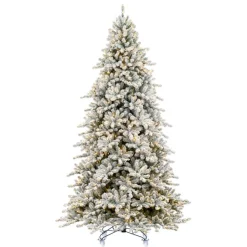 Discount Vickerman 10' X 67" Flocked Bavarian Pine Artificial Pre-Lit Tree, Dura-Lit® Warm White Mini Lights.