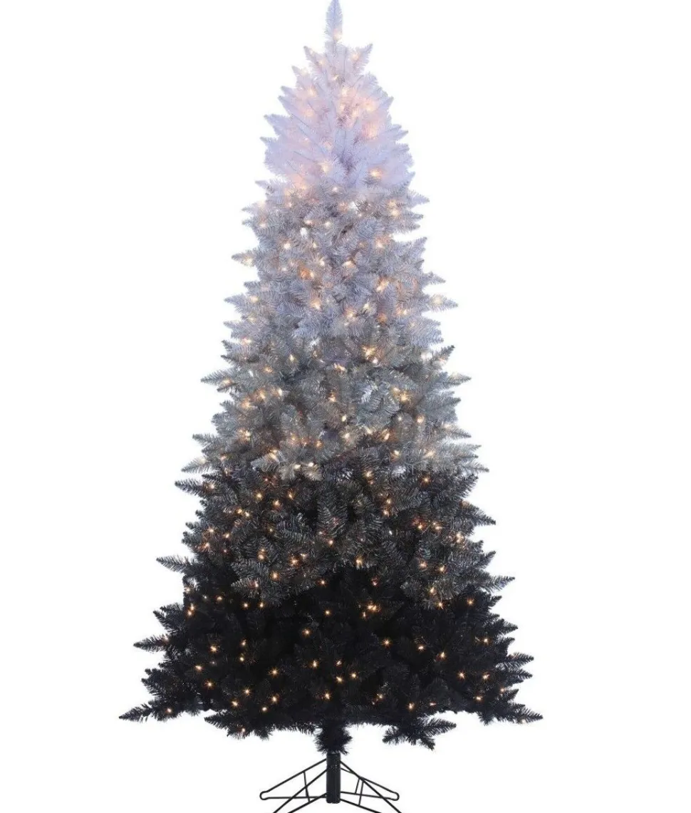Best Sale The Holiday Aisle Vintage Prelit Ombre 7.5' Black/Gray Spruce Artificial Christmas Tree